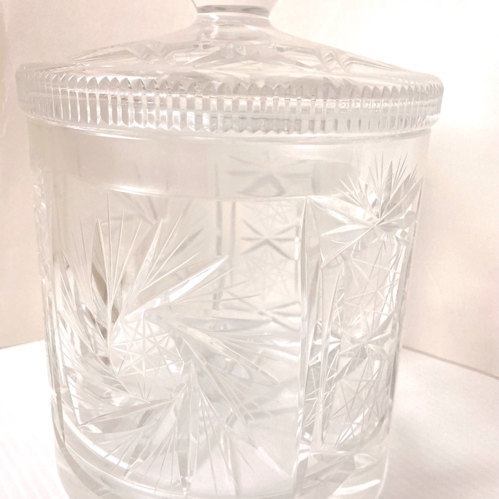 Christmas Cookie Jar Crystal Jar mid century modern crystal glass jar with Lid